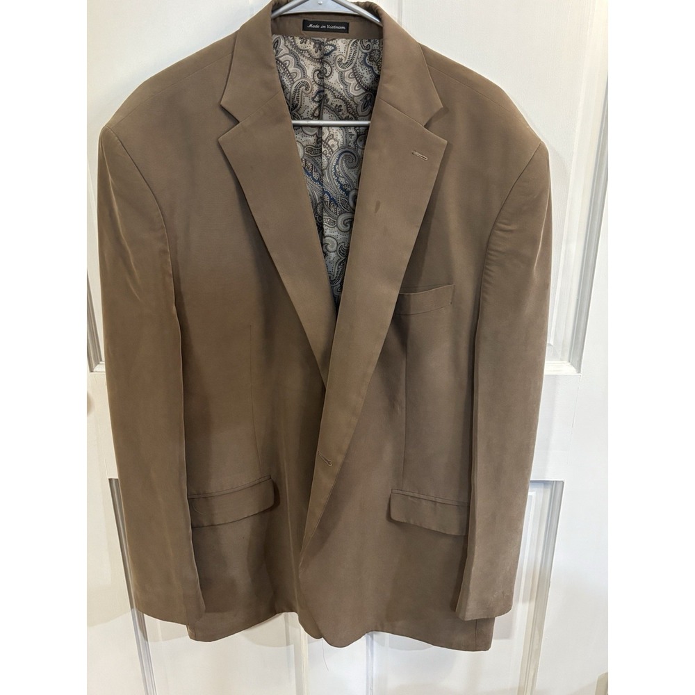 Ralph Lauren Men's Tan Blazer Jacket Size 48R Paisley Print Lapel Notch Collar